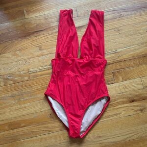 J. Crew Deep V Neck Classic One Piece Swimsuit